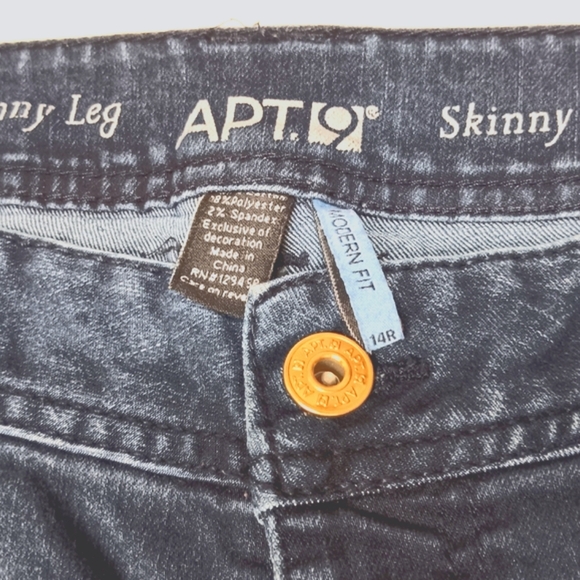 Apt 9 Jeans Skinny Modern Mid Rise Dark Wash Blue Women 14 Reg 5 Pocket Whiskers - Picture 4 of 12